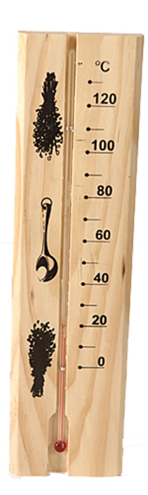 Bastutermometer i trä med vätskegradering